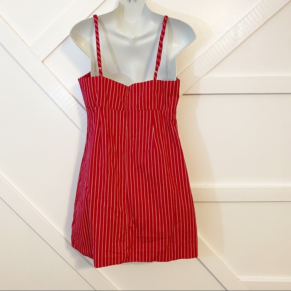 Kendall & Kylie Pacsun Vertical Striped Square Neck Sleeveless Mini Dress Pink M - Picture 3 of 8